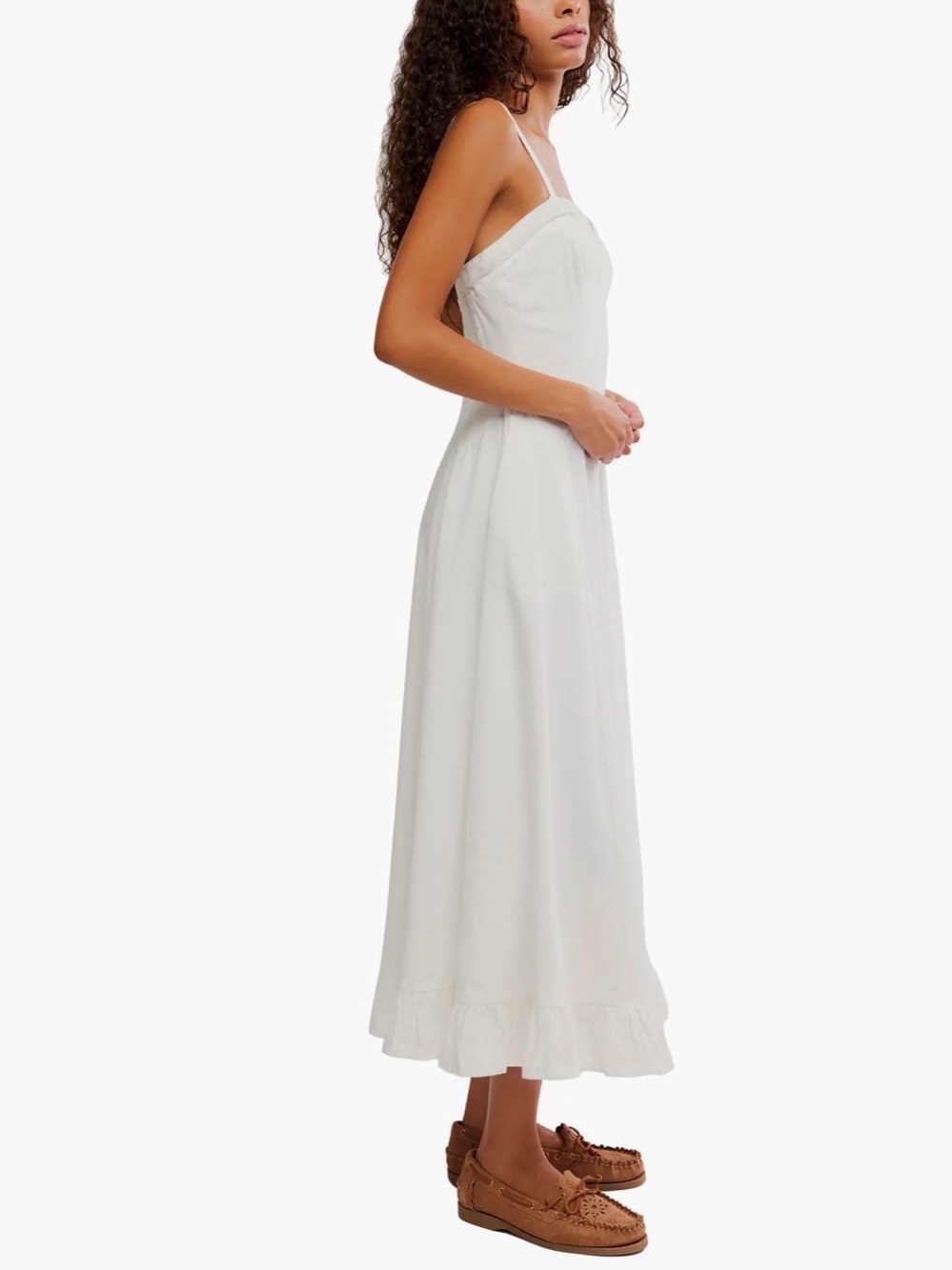 Free People White Spaghetti-Strap Maxi Dress with Sweetheart Bodice - Picture 4 of 13